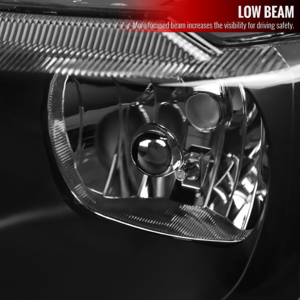 1999-2004 Jeep Grand Cherokee Factory Style Crystal Headlights w/ Amber Reflectors (Matte Black Housing/Clear Lens)
